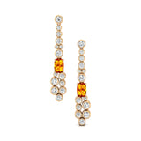 Elongated Cushion Citrine Bezel Set Diamond Drop Earrings