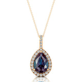 Alexandrite Teardrop Pendant with Diamond Halo