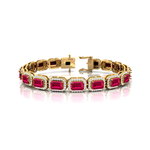 14kt Gold Pink Sapphire Bracelet Wedding Jewelry Gift for Mother - GeumJewels
