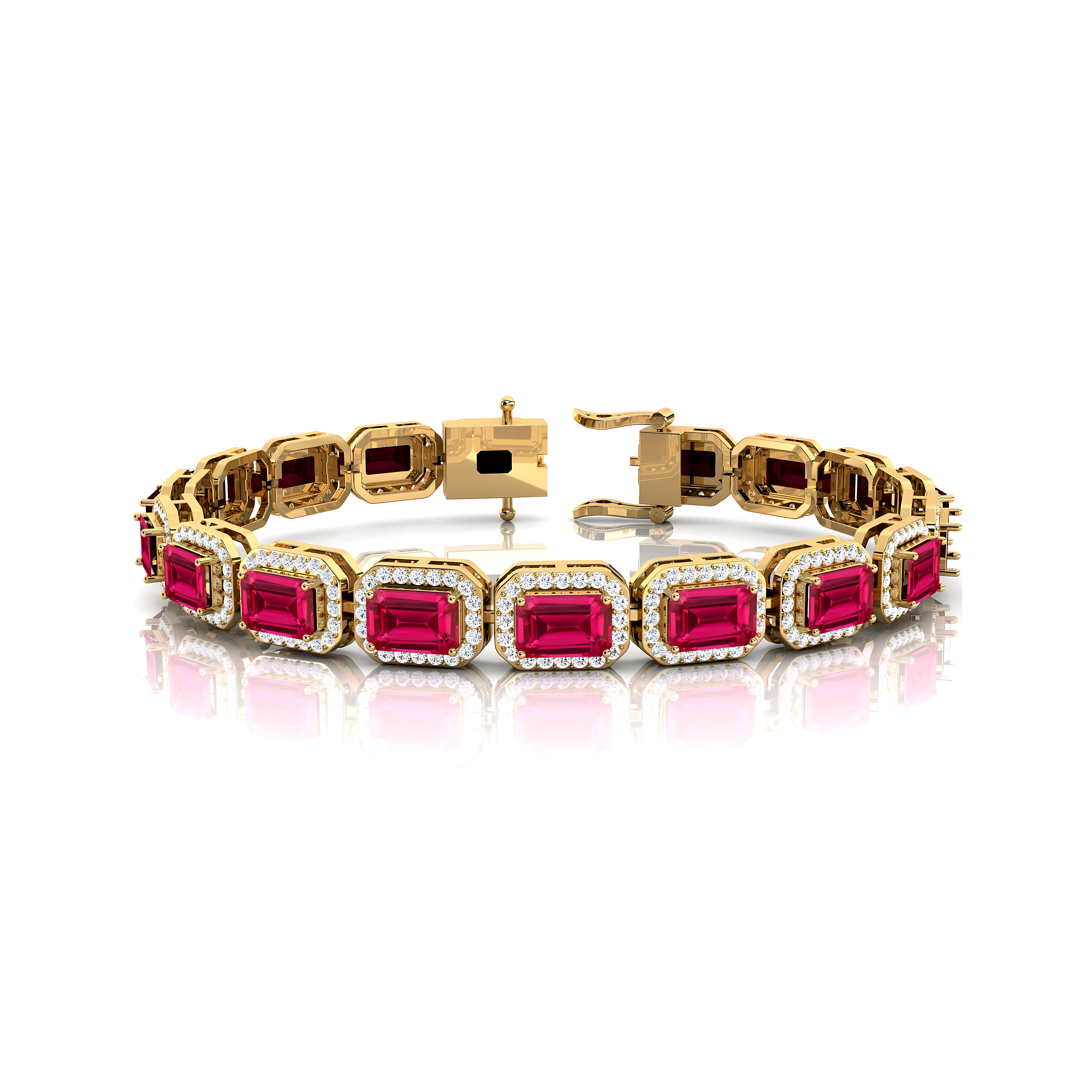 14kt Gold Pink Sapphire Bracelet Wedding Jewelry Gift for Mother - GeumJewels