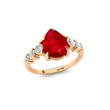 Pear Cut Ruby with Graduated Diamonds Ring