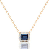 Emerald Cut Alexandrite Halo Set Diamond Necklace