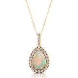 Opal Teardrop Pendant with Diamond Halo