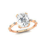 Cushion Cut Lab Diamond Engagement Ring with Distant Diamond Band