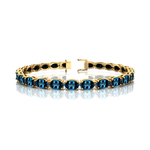 London Blue Topaz Tennis Bracelet: 14k Yellow Gold Bridal Jewelry - GeumJewels
