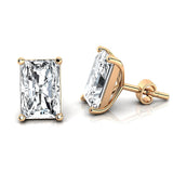 Lab Diamond Emerald Cut Solitaire Stud Earrings