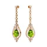 Art Deco Style Pear Shaped Peridot Diamond Drop Earrings