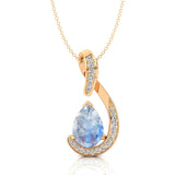 Designer Diamond Loop Pendant with Teardrop Shaped Moonstone