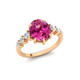 Oval Cut Pink Sapphire with Graduated Diamonds Ring