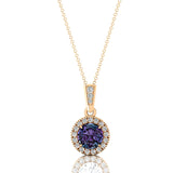 Dainty Round Solitaire Halo Diamond Alexandrite Pendant