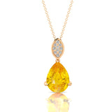 Illussion Set Diamond Pendant with Pear Cut Yellow Sapphire