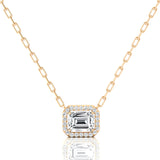 Emerald Cut Lab Diamond Halo Set Diamond Necklace