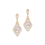 Vintage Inspired Pear Cut Morganite Diamond Drop Earrings