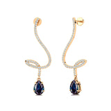 Elegant Spiral Teardrop Alexandrite Diamond Drop Earrings