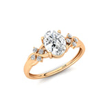 Criss Cross Diamond Ring with Oval Cut Lab Diamond