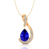 Designer Diamond Loop Pendant with Teardrop Shaped Tanzanite