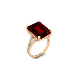 Emerald Cut Garnet Split Shank Engagement Ring with Diamonds