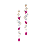 Fancy Pink Sapphire Cluster Drop Earrings