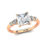 Princess Cut Lab Diamond Graduating Accent Diamond Ring