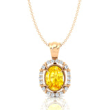 Vintage Style Oval Shaped Yellow Sapphire Halo Set with Diamond Accents