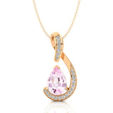 Designer Diamond Loop Pendant with Teardrop Shaped Morganite