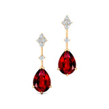 Teardrop Ruby Drop Earrings with Accent Diamonds