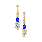 Elongated Cushion Tanzanite Bezel Set Diamond Drop Earrings