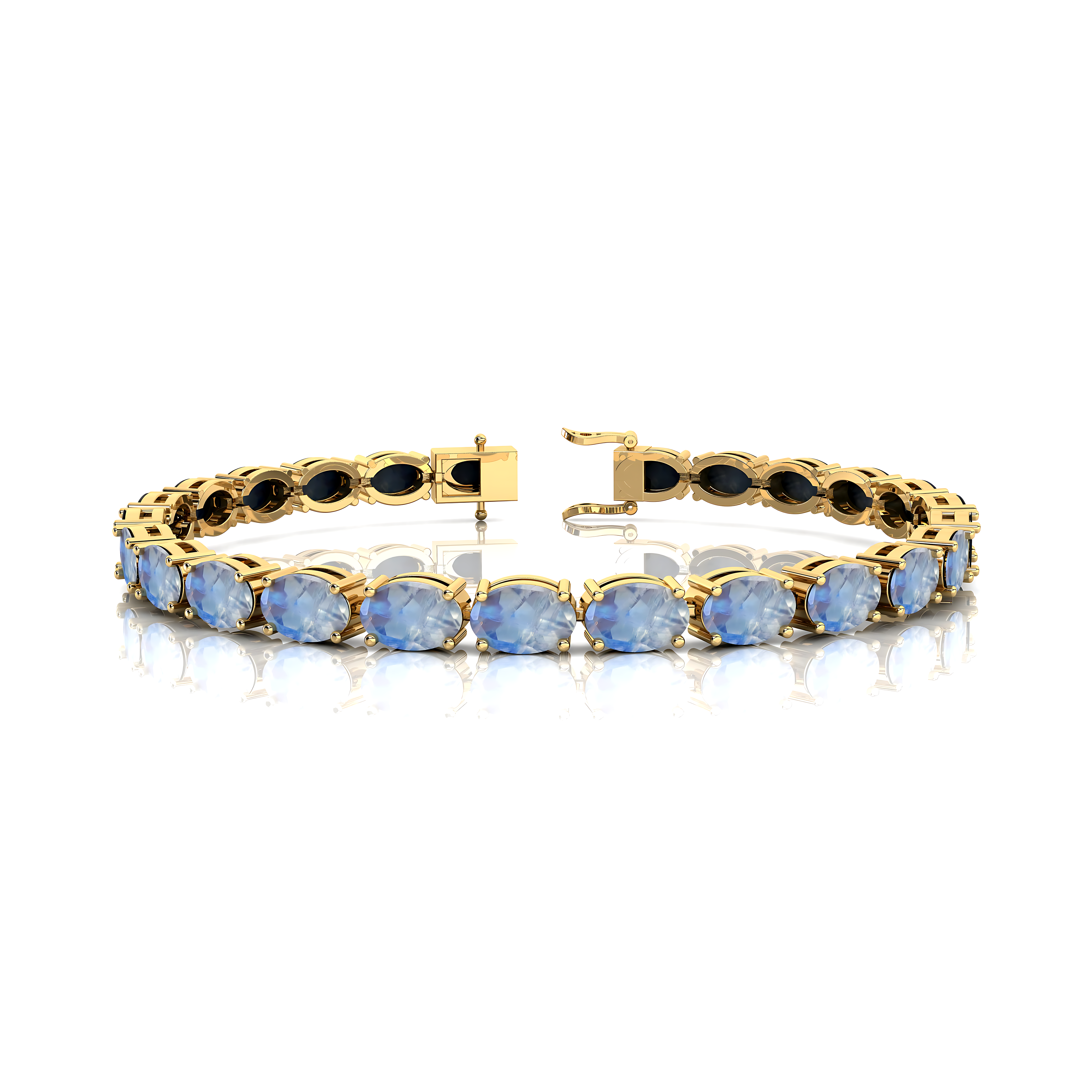 Rainbow Moonstone Tennis Bracelet: 14k Yellow Gold Bridal Jewelry - GeumJewels