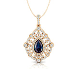 Art Deco Inspired Teardrop Alexandrite Diamond Pendant