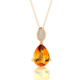 Illussion Set Diamond Pendant with Pear Cut Citrine