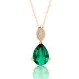 Illussion Set Diamond Pendant with Pear Cut Emerald