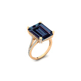 Emerald Cut Alexandrite Split Shank Engagement Ring with Diamonds