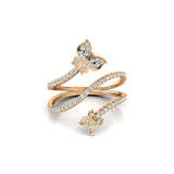 Pave Set Spiral Butterfly Diamond Ring