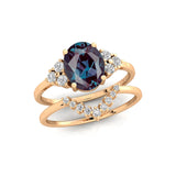 Alexandrite Solitaire Gold Ring With Stackable Diamond Band