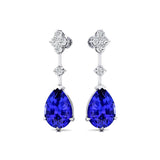 Teardrop Tanzanite Drop Earrings with Accent Diamonds