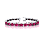 Oval Pink Sapphire Gold Tennis Bracelet - 14k 18k Solid Yellow Gold Green Gemstone Fine Bridal Wedding Jewelry Gift for Women - GeumJewels