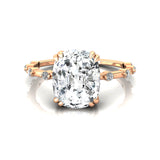 Cushion Cut Lab Diamond Engagement Ring with Distant Diamond Band