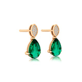 Illussion Set Diamond Earrings with Pear Cut Emerald