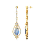 Art Deco Style Pear Shaped Moonstone Diamond Drop Earrings