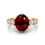 Oval Cut Garnet with Graduated Diamonds Ring