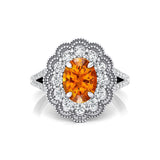 Flower Inspired Cluster Diamond Oval Citrine Engagement Ring