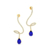 Elegant Spiral Teardrop Tanzanite Diamond Drop Earrings