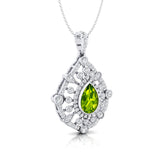 Art Deco Inspired Teardrop Peridot Diamond Pendant