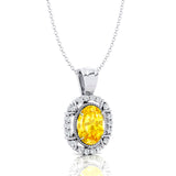 Vintage Style Oval Shaped Yellow Sapphire Halo Set with Diamond Accents