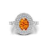 Triple Halo Diamond Oval Cut Citrine Cocktail Ring