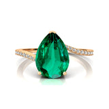 Twisted Up Down Band Pear Shaped Emerald Ring with Accent Diamonds