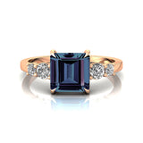 Princess Cut Alexandrite Graduating Accent Diamond Ring