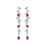 Fancy Pink Sapphire Cluster Drop Earrings