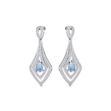 Vintage Inspired Pear Cut Moonstone Diamond Drop Earrings