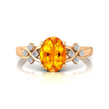 Criss Cross Diamond Ring with Oval Cut Citrine